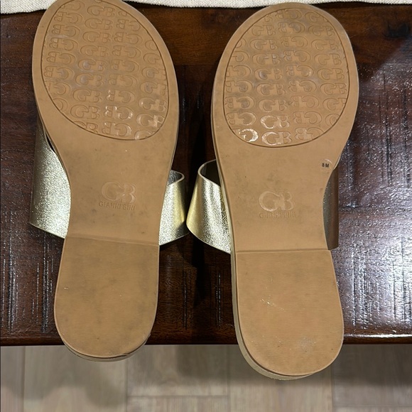 Gianni Bini Women's Gold Slide Sandals - Picture 3 of 5
